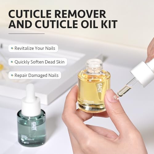 GAOY Cuticle Care Kit - Cuticle Oil and Cuticle Remover, 20ml 2 Pcs Cuticle Nourishes and Softener, Promotes Nail Growth and Strength