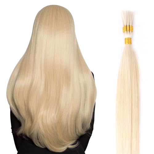V Light Hair Extension Kit Hair Bulk, 18" 20" 22", 100 grams, Double Drawn,10 Bundles,100% Human V-light Bulk Hair Extensions #1B Black #613 blonde. (#613 100g, 20inch)