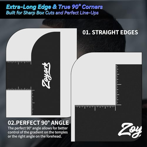 Barber Enhancement Card ? Hairline Stencil with Right Angle & Long Straight Edges ? Haircut Template with Extra Guide Lines ? Reusable Tool for Line-Ups, Fades & Edge-Ups (Black)