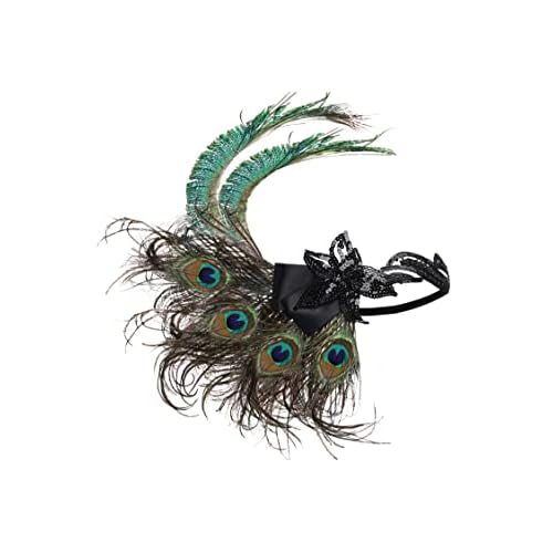 BABEYOND 1920s Flapper Headband Peacock Feather Headpiece Gatsby Accessories for Women Sequined Showgirl Headpiece
