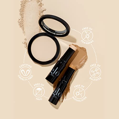 Glo Skin Beauty Pressed Base Powder Foundation Makeup (Honey Medium) - Flawless Coverage for a Radiant Natural, Second-Skin Finish
