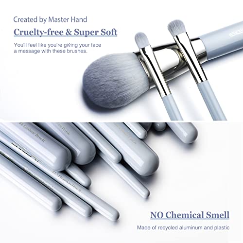 Makeup Brushes, EIGSHOW 15pcs Professional Makeup Brush Set With Case, Premium Synthetic for Foundation Contour Concealers Blush Eye Shadow (BABYBLUE)