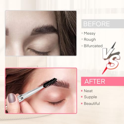 Unaone Eyebrow Brush - 2 PCS Professional Dual-Ended Angled Eye Brow Brush Applicator For Shaping and Filling Brows Lashes Eyeliner
