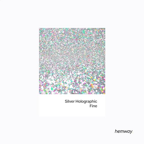 Hemway Eco Friendly Biodegradable Glitter 100g / 3.5oz Bio Cosmetic Safe Sparkle Vegan For Face, Eyeshadow, Body, Hair, Nail And Festival Makeup, Craft - Fine (1/64" 0.015" 0.4mm) - Silver Holographic