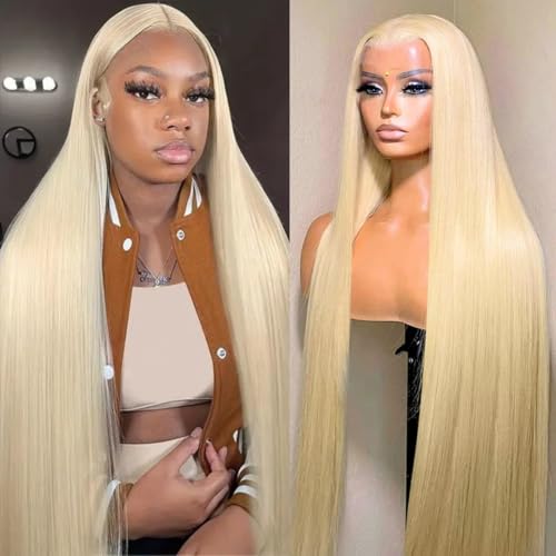 LICHANG 30Inch 613 Lace Front Wig Human Hair 13X4 Blonde Straight HD Transparent Lace Frontal Wigs Human Hair Pre Plucked 200% Density Blonde Glueless Wigs Human Hair