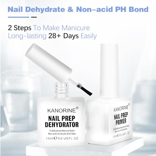 Nail Primer & Dehydrator Set 15mlx2 - Acid Free Natural Prep & Bond Kit, Acrylic Supplies Tech Must Haves