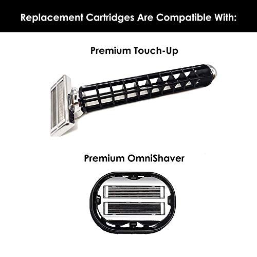 6 Pack Premium Omnishaver Replacement Cartridge Refill Kit with One Blade Removal Tool - An Alternative to Disposable, Self Cleans & Strops During Use - Durable Smooth & Comfortable 24 Cartridges