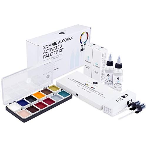 Narrative Cosmetics Zombie Alcohol-Activated Palette, Activator, and Remover Kit, Professional SFX Makeup Set