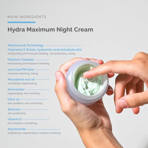 Hydra Maximum Night Cream (1.7 fl oz) - Intensive Night Cream for Dehydrated Skin - Provides Moisture Overnight - Hyaluronic Acid, Vitamin E - Face Moisturizer - Face Cream - Skin Care - Dr. Schrammek