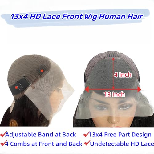 Body Wave Lace Front Wigs Human Hair 13x4 HD Lace Frontal Wigs Human Hair Pre Plucked 180 Density Brazilian Glueless Wigs Human Hair for Women Natural Color 26 Inch