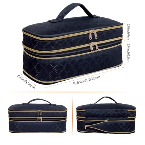 Hair Dryer Travel Carrying Case, Curling Iron Storage Bag, Slim Expandable Handheld Dual-Layer Travel Storage Bag for Dryer/Hair Tool Organizer/Style Organizer