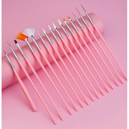 20 Pcs Nail Art Design Tools, 15 Pcs Nail Art Painting Brushes with 5 Pcs Double-end Nail Dotting Tools