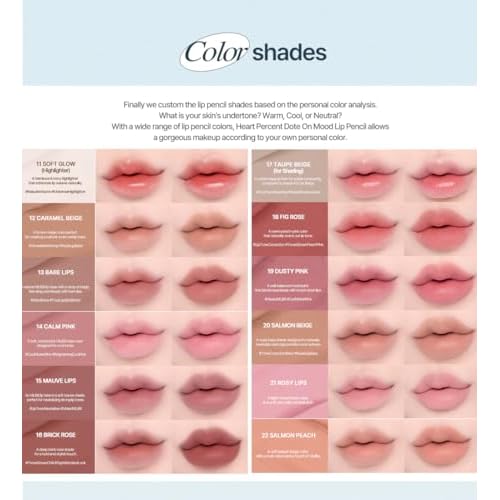 Heart Percent Dote On Mood Lip Liner Pencil, Long-Lasting Creamy Lip Crayon Smooth Lipliner Retractable Lipstick Overlip Line Color 0.8g, #20. Salmon Beige