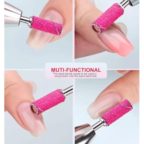 100Pcs Mini Nail Drill Bits Small Sanding Bands for Nail Drill with 3 mm Mandrel Bit, 80 120 180 240 Fine Grit Nail File for Acrylic Nails Gel Manicures and Pedicure(100pcs)
