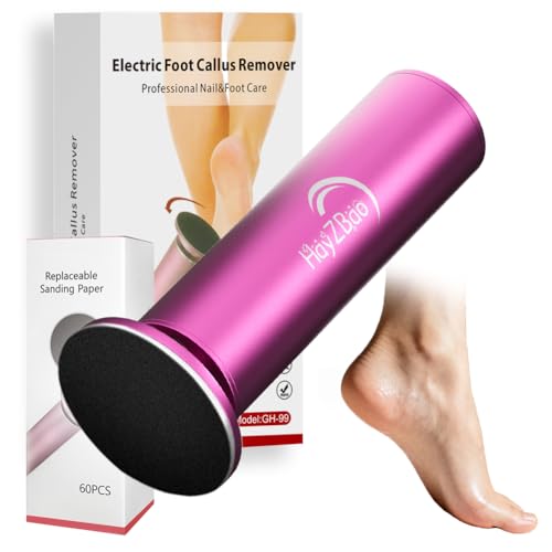 Electric Foot Callus Remover with 60 Pcs Sandpaper Discs - Electric Callus Remover for Feet,Foot File for Women & Men,Professional Pedicure Tool for Dead Skin and Calluses - Matte Purple