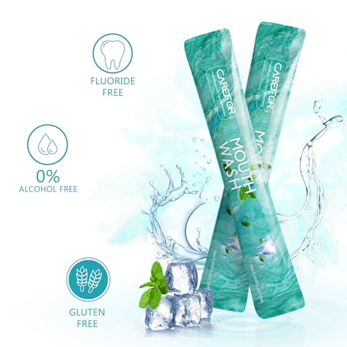 Mouthwash Travel Size - Portable Packets to Go, Alcohol & Fluoride Free Fresh Mint Mouthwash Strips for Superior Oral Hygiene,Disposable Packs (Pack of 20)