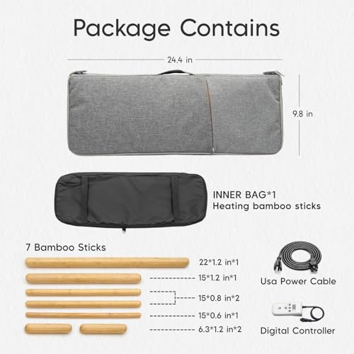 Hot Bamboo Massage Warmer Bag w/ 8 PCS Warm Bamboo Sticks, Portable Professional Electric Heater for Stone, Digital Temperature Controller