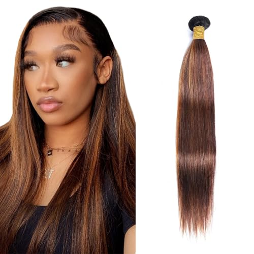 Freiuoke Highlight Bundles Human Hair 4/30 Straight Bundles Brazilian Unprocessed Virgin Hair 1 Bundle 26 Inch