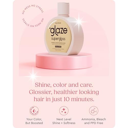 Glaze Supergloss Color Conditioning Gloss With Dispensing Pump ? Hydrating Semi-Permanent Color Hair Gloss & Shine Boost ? For Medium to Dark Blonde Hair ? 6.4 Fl Oz - Warm Blonde