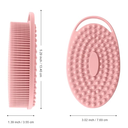 Soft Silicone Body Scrubber 2 PCS Silicone Body Shower, Silicone Loofah 2 in 1 Bath and Shampoo Brush, Body Scrubber Shower Cleaning Exfoliating Use for Sensitive Skin, Lather Well(Black and Pink)