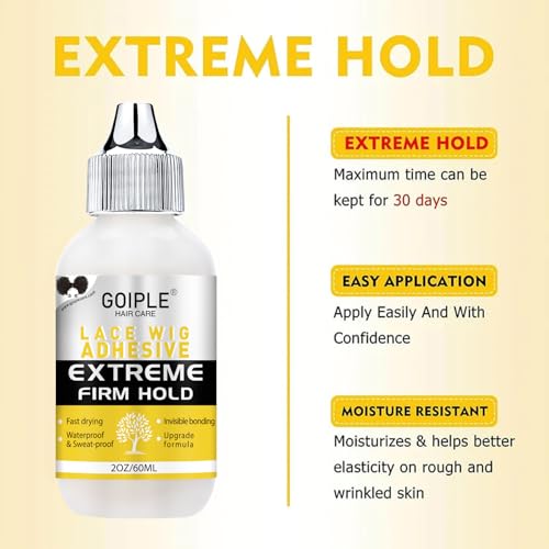 2 OZ Wig Glue for Lace Front Wigs, Waterproof Lace Hair Glue for Wigs, Fast Dry Lace Bond Strong Hold Transparent Laces Adhesive for Hair Replacement (60ML)