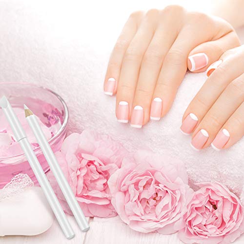 8 Pieces White Pencil Under Nail 2-in-1 Nail Whitening Pencils French White manicure Pencils with Cuticle Pusher for DIY French Art Manicure Supplies
