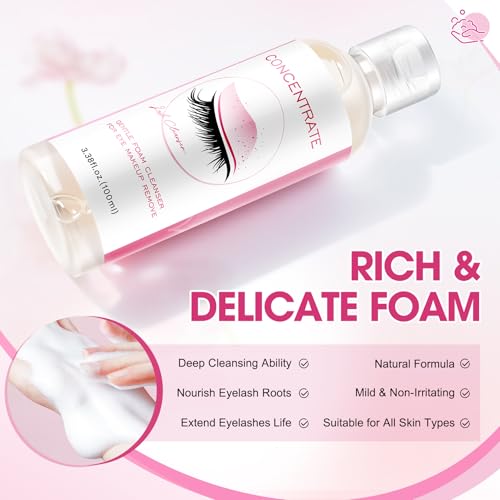 Lash Shampoo Concentrate | 100ml Oil-Free Foaming Cleanser for Gentle, Deep Lash Cleansing