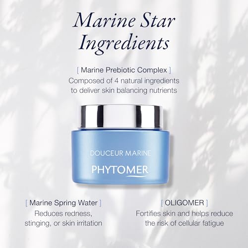 PHYTOMER Douceur Marine Soothing Moisturizing Face Cream | Reduce Redness, Calm Sensitive Skin | Probiotic Face Moisturizer for Dry Skin | Sustainable, Natural Ingredients | 50ml