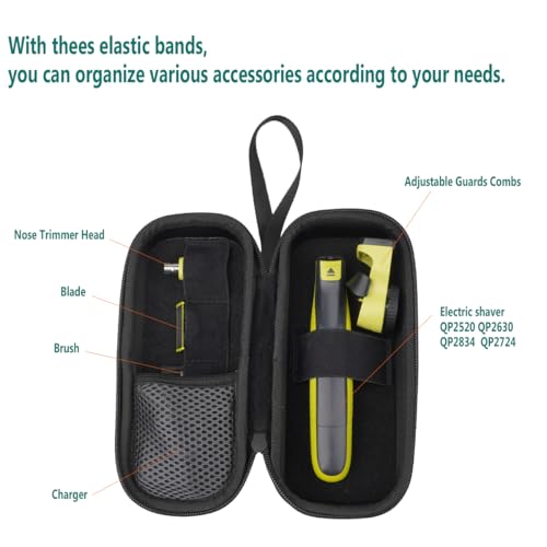 Travel Case for Philips Norelco One Blade Trimmers, Portable Hard Case for One Blade Replacement Heads Acessories, QP2520, QP2630, QP6510, QP6520, QP653, Fashinable Storage Carrying Bag