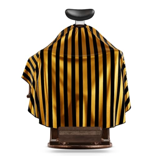 Professional Barber Cape - Hair Cutting Cape with Adjustable Neck Closure, Salon Quality Styling Cape for Hairdressers and Barbers - Gold Stripe