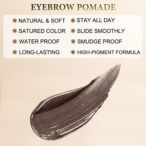 LAVONE Eyebrow Pencil Makeup Kit Waterproof 2-IN-1 Microblading Pen/Pomade Eyeliner and Dual-ended Brush, Brow Pencil Kit for Natural Eyebrows, Dark Brown