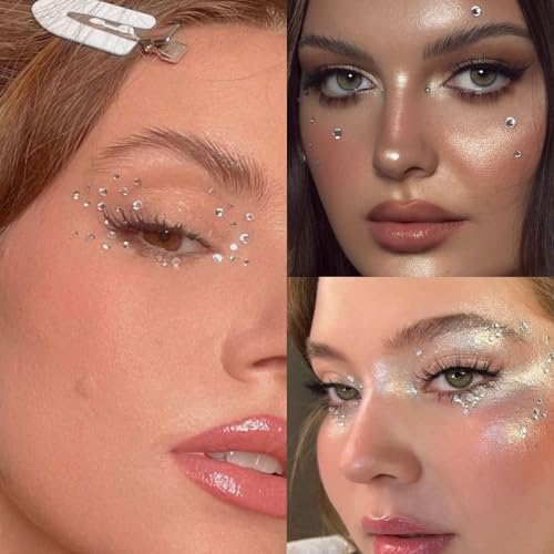 NOOEPC 660Pcs Face Gems Hair Gems, Self-Adhesive Face Jewels Eye Jewels Rhinestones 3/4/5/6 mm DIY Face Gems Stick on, Hair Body Rhinestones Gems Rave Accessories for Face Eyes Makeup Body, Crafts