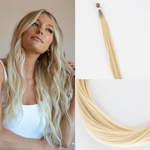 100% Real European Human Hair Keratin Bond Extensions 20" Rooted Blonde #10/20