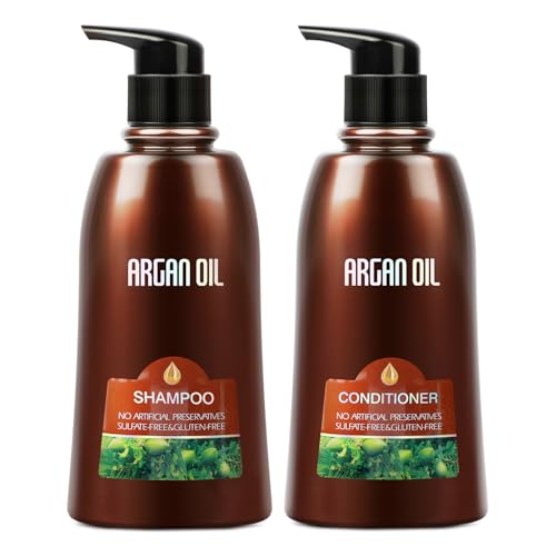 2 Pack Argan Oil Sulfate Free Shampoo and Condtioner Sets with Moisturizing Hair Mask for Dry Damaged,Color-Treated Frizzy Curly Hair,750ML*2