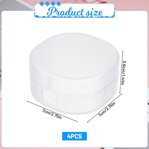 4Pcs Plastic Cotton Square Holder Cosmetic Cotton Pad Holder with Hanging Loop Portable Travel and Sealed Suitable for Makeup Remover Cottons Balls, White