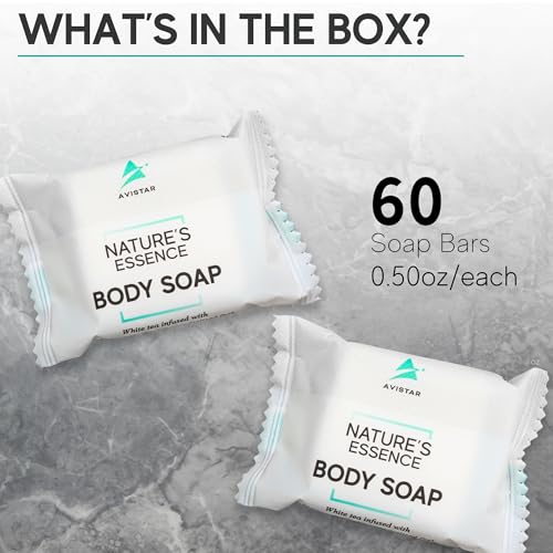 Bar Soap Bulk Individually Wrapped ? 60 Pack 0.5 oz Mini Hotel Soap Bars Bulk ? Travel Size Essential Toiletries for Hosts and Guests, Hotel, Hospitality, Shelters & Bathroom Amenities