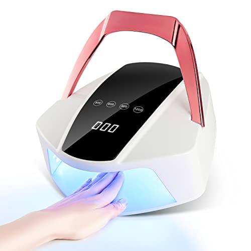 UV LED Rechargeable Cordless Professional Nail Dryer Lamp 96W - Gel Polish Curing Light with 4 Timer Setting, LCD Display, Auto Sensor - Art Manicure Tools for Home and Salon