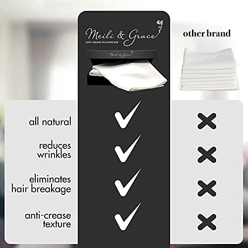 100% Mulberry Silk Pillowcase, Queen Pillowcases for Skin Care and Healthy Hair, Soft Silk Fabric, Queen Size - Meili and Grace