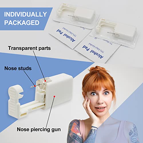 Rayyl Nose Piercing Gun Kit - 24Pcs Disposable Nose Piercing Gun with Built-in Nose Stud