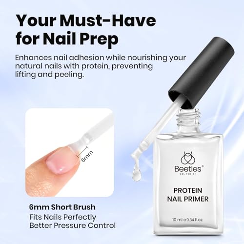 Beetles HEMA-Free Nail Glue & Primer Set, 2Pcs 10ml Super Strong 9 in 1 Nail Glue Gel and Bond Primer for Acrylic Fast Dry Supplies, Long-Lasting Professional Kit, U V Light Required