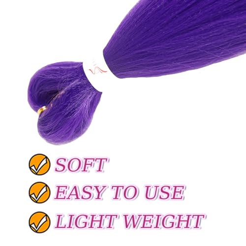 Long Purple Braiding Hair -24 Inch Synthetic Braiding Hair for Kids Stage Party Halloween Costume Cosplay (Purple, 24 Inch(Pack of 2))