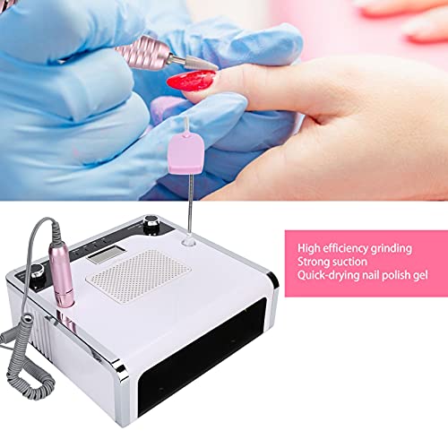 Nail Drill with Curing Lamp, Nail Dust Collector, LED Light, Grinding Machine - 108W 4-In-1 Nail Art Kit for Efficient Nail Polishing and Dust Removal (US Plug)
