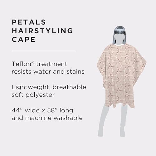 Fromm Professional Client Hair Styling and Hair Cutting Cape, Water and Stain Repellent Teflon Coating for Shampoo Bowl and Wet/Dry Cutting, 44" x 58", Petals