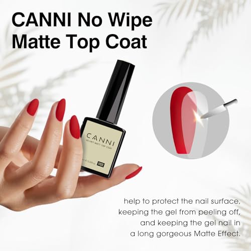 CANNI Matte Top Gel Nail Polish ? 9ML Long-Lasting Soak Off UV LED Gel, Matte Finish for DIY Nail Art at Home or Salon