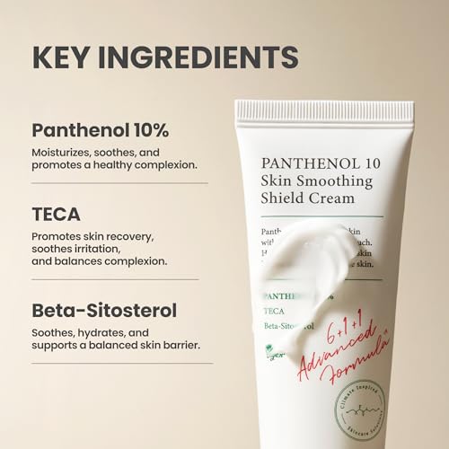 AXIS-Y Panthenol 10 Skin Smoothing Shield Cream - Daily Facial Moisturizer Barrier Cream for Long Lasting Hydration & Soothing - Vegan Korean Skin Care Face Lotion - 1.69 fl. oz.