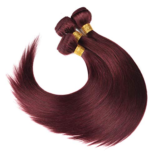 99j Burgundy human hair Straight Hair 20 22 24 with 20closure 8A Brazilian Virgin Hair 99j Burgundy Straight Hair Weaves Bundle Free Part Red Wine Color 100% Unprocessed Human Hair Weft Weaves