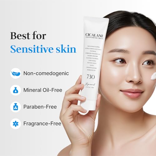 Cica Face Moisturizer with Pro-Vitamin B5 ? Daily Hydrating Cream for Dry and Delicate Skin ? With Panthenol, Squalane & Glycerin ? Lightweight Skin Barrier Support, Day & Night, 2.2 Fl Oz.
