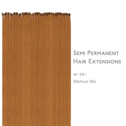 WENNALIFE U Tip Hair Extensions Real Human Hair, 50g 50s 20 Inch Auburn Ginger Remy Hair K Tip Invisible Straight Keratin Bond Hot Fusion Hair