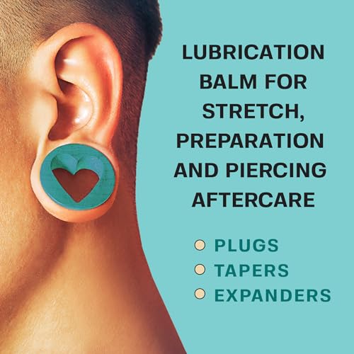 BASE LABORATORIES Ear Stretching Balm For Ear Gauges | Ear Stretching Balm For Earlobe Stretching & Preparation | All Natural Piercing Aftercare With Shea Butter & Eucalyptus Oil | 1.7 oz
