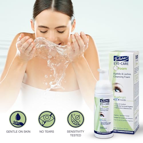 Dr. Fischer Tea Tree Oil Eyelid Cleanser - Eye Lid Scrub and Wash - Gentle Eyelash Foam Tear Free